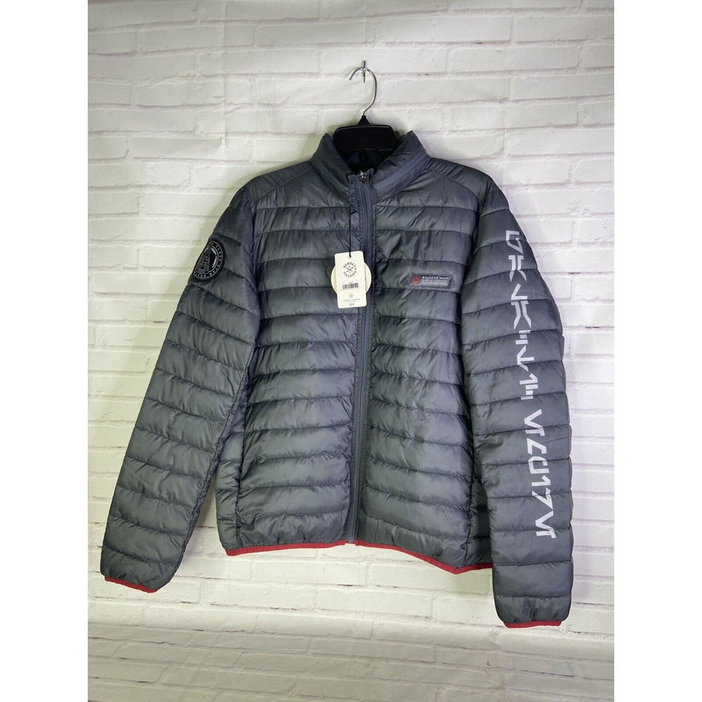 Star Wars Imperial Fleet Pack Foldable Puffer Jacket Hooded Gray Mens Size M